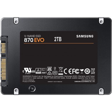 2.5&rdquo; SSD 2.0TB  Samsung SSD 870 EVO, SATAIII, Sequential Reads: 560 MB/s, Sequential Writes: 530 MB/s, Max Random 4k: Read: 98,000 IOPS / Write: 88,000 IOPS,  7mm, 2GB LPDDR4 Cache, Samsung MKX controller, V-NAND 3bit MLC