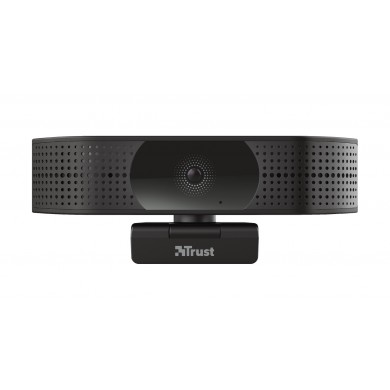 Trust Teza 4K Ultra HD Webcam, Advanced 4K Ultra HD webcam with a 74&deg; field of view, 30 fps, two stereo integrated microphones, Automatic white balance, Auto focus, Privacy mode, Mounting type: clip, tripod, 2m