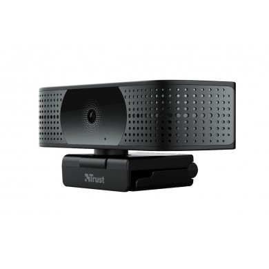 Trust Teza 4K Ultra HD Webcam, Advanced 4K Ultra HD webcam with a 74&deg; field of view, 30 fps, two stereo integrated microphones, Automatic white balance, Auto focus, Privacy mode, Mounting type: clip, tripod, 2m