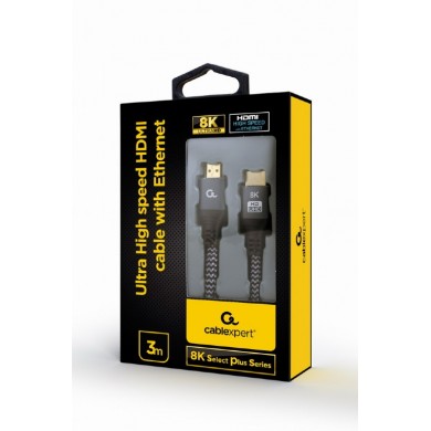 Cable HDMI 2.1  - 3m - Cablexpert CCB-HDMI8K-3M, Ultra High speed HDMI cable with Ethernet, 8K premium series, Supports HDMI 2.1 8K UHD resolutions at 60 Hz,  3 m