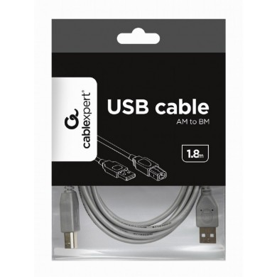 Cable USB2.0 CCP-USB2-AMBM-6G, USB 2.0 A-plug B-plug 6ft cable, 1.8 m, Grey Color