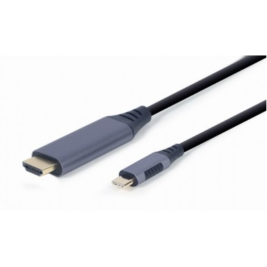 Cable Type-C to HDMI - 1.8m - Cablexpert CC-USB3C-HDMI-01-6, 1.8m, USB Type-C to HDMI display adapter cable, Supported resolutions: HDMI up to 4K at 60 Hz, Space Grey