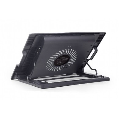Gembird NBS-1F17T-01, Notebook cooling stand with height adjustment, up to 17&rdquo;, LED backlight in fans, Large 12 cm cooling fan, 11500 RPM (&plusmn; 10 %) noise 10 dBA, Black
