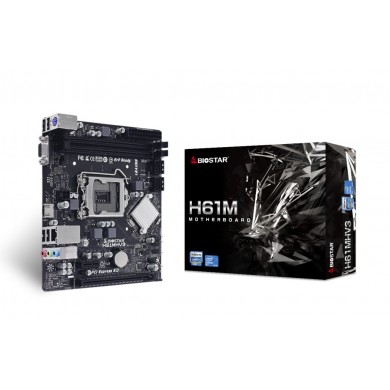 BIOSTAR H61MHV3, Socket 1155, Intel H61, Dual 2xDDR3-1600, CPU Intel graphics, VGA, HDMI, 1xPCI-E x16 3.0, 4xSATA2, 1xPCIe X1, Realtek ALC897 7-Ch HD Audio, Realtek RTL8111H GigaLAN, 4xUSB 2.0, mATX
