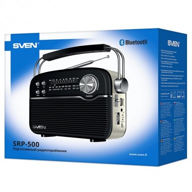 Boxa portabila SVEN SRP-500, Black / 3W / Bluetooth / FM/AM/SW Radio / USB / microSD
