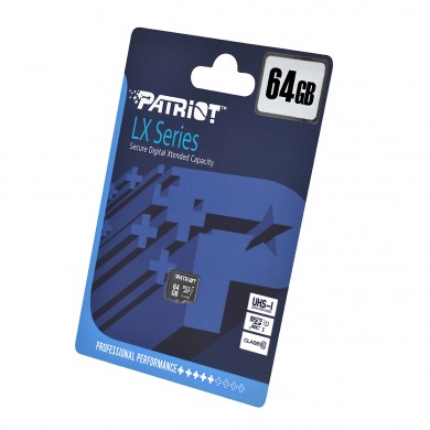 Card de memorie microSD 64GB Patriot LX Series, 80MBps,+ SD adapter