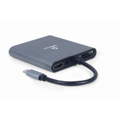 Adaptor Multiport Gembird A-CM-COMBO6-01/ USB-C/ USB-A/ 1xUSB-C/ HDMI/ VGA/ miniJack 3.5mm/ SD/ microSD