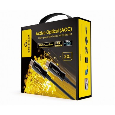 Cablu video  Gembird CCBP-HDMI-AOC-20M-02 / Supports 4K UHD resolutions at 60Hz, male-male / 20 m