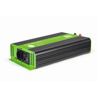 EnerGenie EG-PWC-PS2000-01, 12 V Pure sine wave car DC-AC power inverter, 2000 W, with USB port / 5V-2.1A, Input: 10-16 VDC (accumulator directly) - Output: 230 VAC +/- 10% at 50 Hz (+/-1Hz), pure sine wave, THD < 3%, 90% efficiency