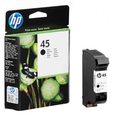 HP №45A Black Cartridge, 42ml, Large, 830 A4 size pages at 5% coverage, for copier 290, DesignJet 700, 750, 755, DJ1100C, 1120, 1220, 1600, 6120, 710C, 720C, 815C, 880C, 820cxi, 850, 870, 890, 9xx series, fax 1220