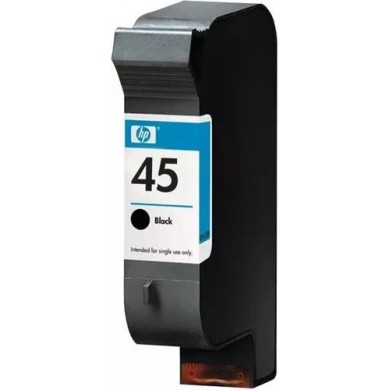 HP №45A Black Cartridge, 42ml, Large, 830 A4 size pages at 5% coverage, for copier 290, DesignJet 700, 750, 755, DJ1100C, 1120, 1220, 1600, 6120, 710C, 720C, 815C, 880C, 820cxi, 850, 870, 890, 9xx series, fax 1220