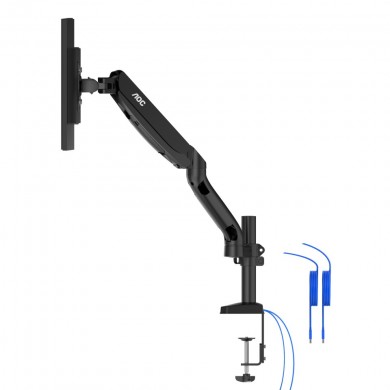 Arm for 2 monitors 13&rdquo;-31.5&rdquo; -  AOC AD110DX with integrated USB Hub, Black, USB Hub: USB-C + USB3.0, Desk Clamp/Grommet, Aluminum structure, Gas spring, Height adjustment, Max.Load: 2-9kg, Tilt: '-90&deg;~+85&deg;, Swivel:180&deg;, Rotation: 360&deg;, Hidden cable management, VESA 75/100