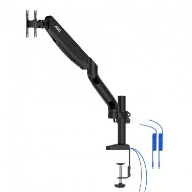 Arm for 2 monitors 13&rdquo;-31.5&rdquo; -  AOC AD110DX with integrated USB Hub, Black, USB Hub: USB-C + USB3.0, Desk Clamp/Grommet, Aluminum structure, Gas spring, Height adjustment, Max.Load: 2-9kg, Tilt: '-90&deg;~+85&deg;, Swivel:180&deg;, Rotation: 360&deg;, Hidden cable management, VESA 75/100