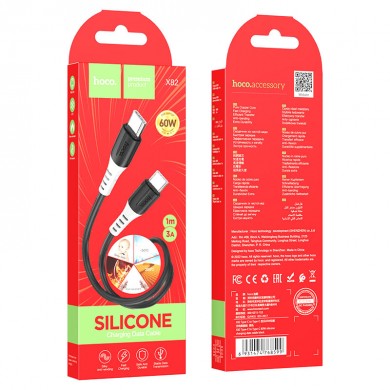Cablu Type-C la Type-C HOCO  X82 / 1m / Silicone / up to 3A / Black