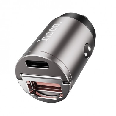 Incarcator auto USB HOCO DZ1 PLUS / 2 x USB charger, Total output: 5V/4.8A / up to PD3.0 / QC3.0 / Super mini car charger / Silver Incarcator auto USB HOCO DZ1 PLUS / 2 x USB charger, Total output: 5V/4.8A / up to PD3.0 / QC3.0 / Super mini car charger / Silver