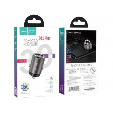 Incarcator auto USB HOCO DZ1 PLUS / 2 x USB charger, Total output: 5V/4.8A / up to PD3.0 / QC3.0 / Super mini car charger / Silver Incarcator auto USB HOCO DZ1 PLUS / 2 x USB charger, Total output: 5V/4.8A / up to PD3.0 / QC3.0 / Super mini car charger / Silver