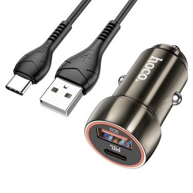 Incarcator auto USB HOCO Z46 Blue shield / 1 x USB / Total output: 38W / up to PD3.0 / QC3.0 / Black
