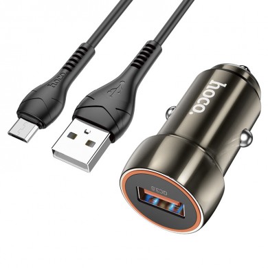 Incarcator auto USB HOCO Z46 Blue shield / 1 x USB / Total output: 38W / up to PD3.0 / QC3.0 / Black