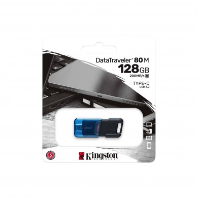 USB Flash Drive USB-С3.2 Kingston DataTraveler 80M 128GB, Black/Blue