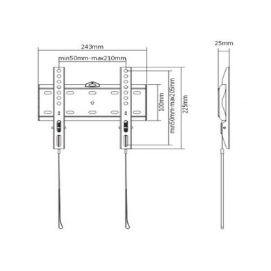 TV-Wall Mount for 23-42”- Gembird ”WM-42F-01”, Fixed, max. 30 kg, Distance TV to Wall: 24 mm, max. VESA 200 x 200, Black