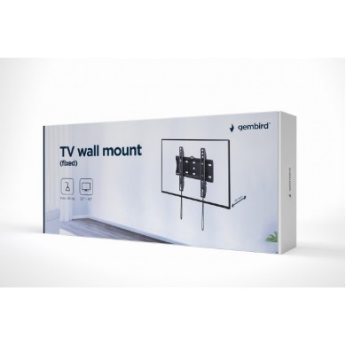 TV-Wall Mount for 23-42”- Gembird ”WM-42F-01”, Fixed, max. 30 kg, Distance TV to Wall: 24 mm, max. VESA 200 x 200, Black