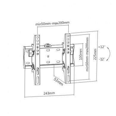 TV-Wall Mount for 23-42”- Gembird ”WM-42T-02”, Tilt, max. 30 kg, Distance TV to Wall: 53 mm, max. VESA 200 x 200, Black