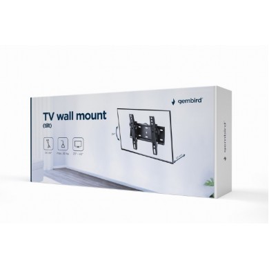 TV-Wall Mount for 23-42”- Gembird ”WM-42T-02”, Tilt, max. 30 kg, Distance TV to Wall: 53 mm, max. VESA 200 x 200, Black
