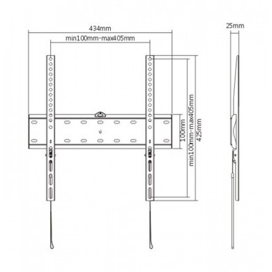 TV-Wall Mount for 32-55”- Gembird ”WM-55F-02”, Fixed, max. 40 kg, Distance TV to Wall: 25 mm, max. VESA 400 x 400, Black