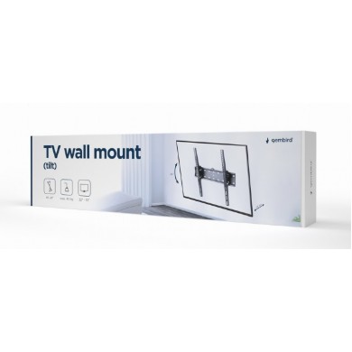 TV-Wall Mount for 32-55”- Gembird ”WM-55T-02”, Tilt, max. 40 kg, Distance TV to Wall: 53 mm, max. VESA 400 x 400, Black