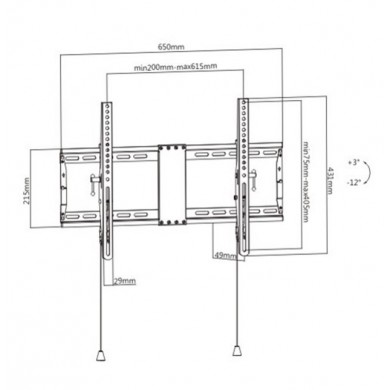 TV-Wall Mount for 37-80”- Gembird ”WM-80T-01”, Tilt, max. 70 kg, Distance TV to Wall: 49 mm, max. VESA 600 x 400, Black