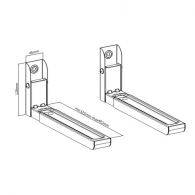 Universal heavy duty steel wall brackets Gembird ”WM-U30-01-W”, extendable bracket length from 325 - 492 mm, Fixed, max. 30 kg, white Universal heavy duty steel wall brackets Gembird ”WM-U30-01-W”, extendable bracket length from 325 - 492 mm, Fixed, max. 30 kg, white