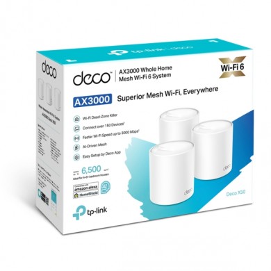 Mesh Wi-Fi 6 System TP-LINK Deco X50 (3-pack) / AX3000 Dual Band /  3 LAN/WAN Gigabit Port