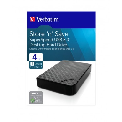 3.5&rdquo; HDD Extern Verbatim &rdquo;Store 'n' Save&rdquo; / 4.0TB / USB3.0 / External power: +12VDC Input / Black