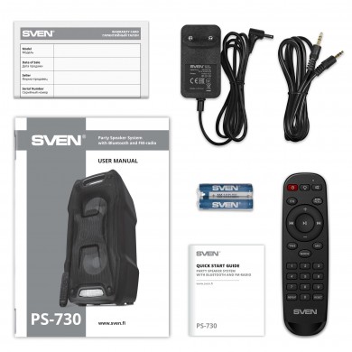 Boxa portabila SVEN PS-730 Black / 100W / Bluetooth / NFC / FM tuner / USB / microSD