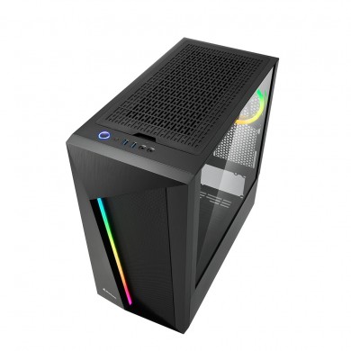 Carcasa Sharkoon REV 100 / no PSU / Side panel / 1x120mm A-RGB LED + 1x 120mm / ATX / Black