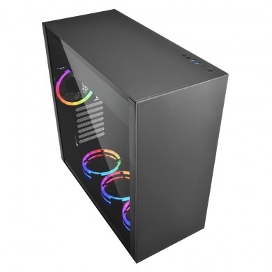 Carcasa Sharkoon PURE STEEL RGB / no PSU / Side panel / 4x120mm A-RGB LED / ATX / Black