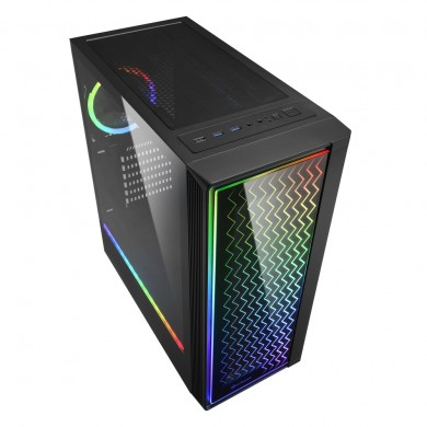 Carcasa Sharkoon RGB LIT 200 / no PSU / Side panel / 1x120mm, 1x120mm A-RGB LED, 2xARGB LED Strip / ATX / Black
