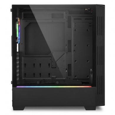 Carcasa Sharkoon RGB LIT 200 / no PSU / Side panel / 1x120mm, 1x120mm A-RGB LED, 2xARGB LED Strip / ATX / Black