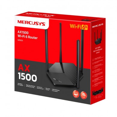 Wi-Fi Router MERCUSYS MR60X / AX1500 Dual Band / Wi-Fi6 / Gigabit / 1WAN+2LAN / 4 external antennas