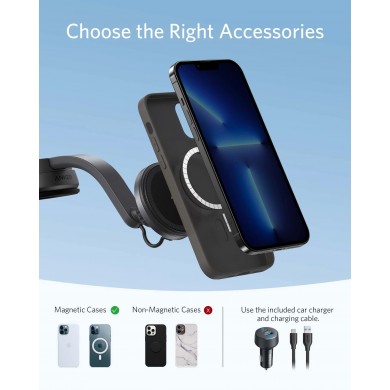 Incarcator auto Anker 613 Magnetic Wireless Charger MagGo / black Incarcator auto Anker 613 Magnetic Wireless Charger MagGo / black