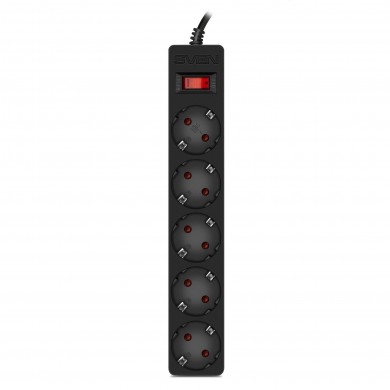 Surge Protector SVEN SF-05E / 5 Sockets / 5.0m / children protection / Black