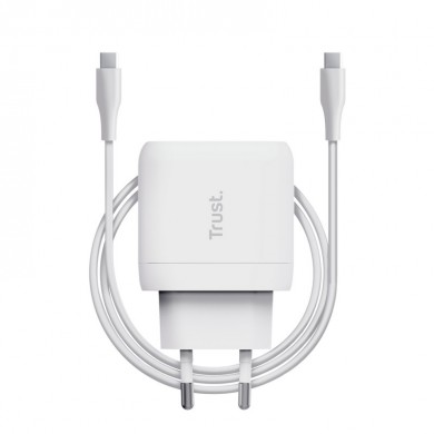 Trust Maxo 45W Universal USB-C Charger,  Charging technology USB-C, USB PD 3.0 + PPS, output (5, 9, 12, 15, 20V; max 3A), with included 2m USB-C cable, White