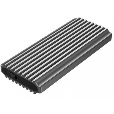 USB enclosure for M.2 NVMe drives, USB 3.1 gen 2 (10 Gbps), RGB LED backlight, aluminum, support: M.2 of 22 mm 2230, 2242, 2262, 2280, SATA and NVMe; M-, B-, M+B key, 0.20m cable USB-C/A