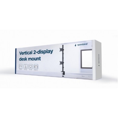 Suport vertical de birou reglabil pentru 2 display-uri, 17&rdquo;-32&rdquo; Gembird MA-D2-02