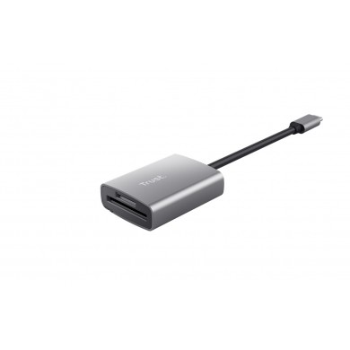 Card reader Trust Dalyx / USB-C, microSD / SDHC/SDXC, Cable length 8 cm / Silver