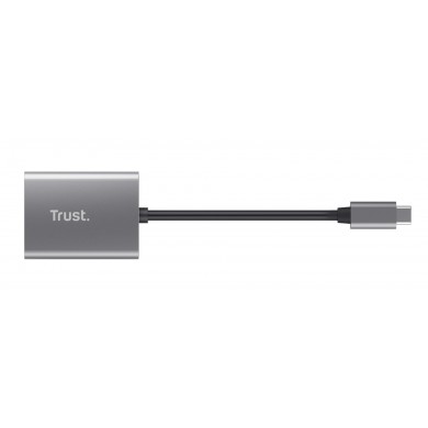 Card reader Trust Dalyx / USB-C, microSD / SDHC/SDXC, Cable length 8 cm / Silver