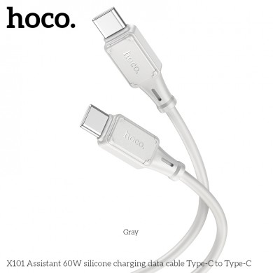 Cablu USB-C to USB-C HOCO &ldquo;X101 Assistant&rdquo; / 1m / Silicone / 60W / up to 3A / Gray