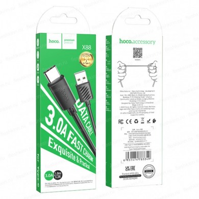 Cablu USB-A  to USB-C HOCO &ldquo;X88 Type-C&rdquo;, 82 cm, black