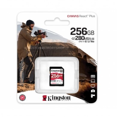 Card de memorie SD 256GB V60 Kingston Canvas React Plus, 280MB/s, UHS-II