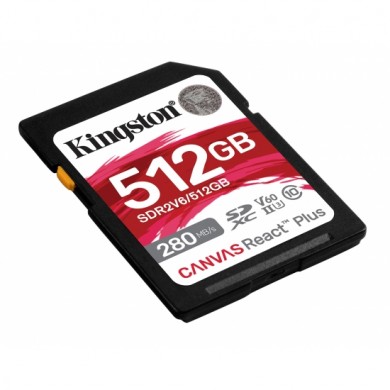 Card de memorieSD 512GB V60 Kingston Canvas React Plus, 280MB/s, UHS-II